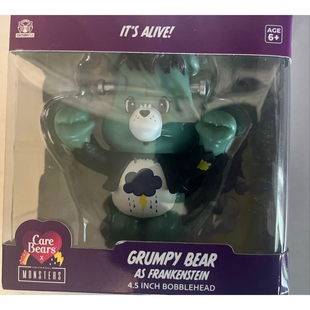 Care Bears x Universal Monsters Grumpy Bear Frankenstein Bobblehead Toy NWT